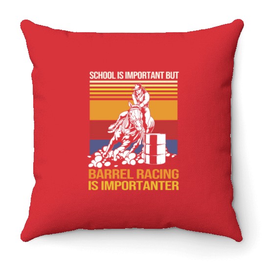 Funny Barrel Racing For Students Horse Riding Throw Pillows