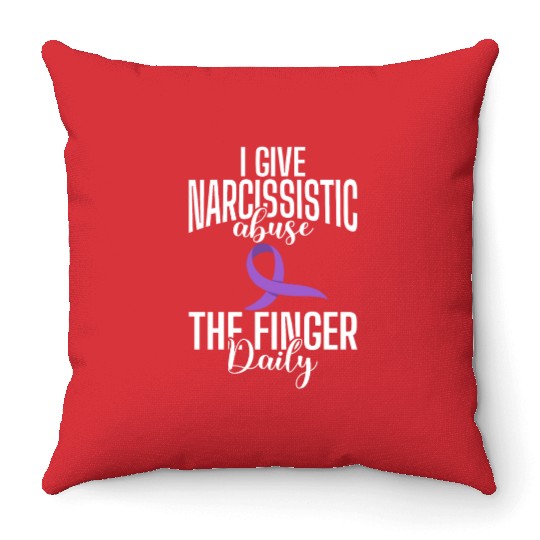 I Give Narcissistic Abuse The Finger Daily Purple Throw Pillows