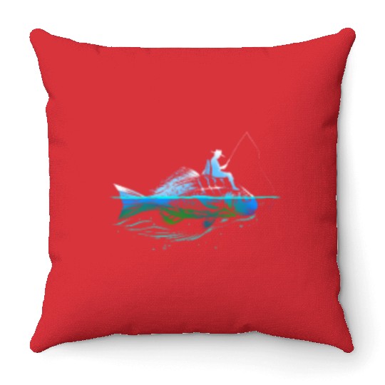 Fisher On Fish I Fly Fishing Angler Gift for Throw Pillows