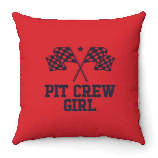 Pit Crew Girl Racing Enthusiast Racer Birthday Throw Pillows