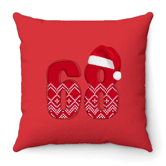 68 Happy Christmas Gifts - Number Sixty Eight Throw Pillows