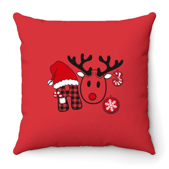 ugly christmas ho ho ho sweater Throw Pillows