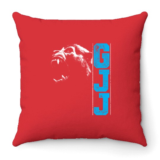 Guerilla Jiu Jitsu Gorilla Head Bjj Gift Throw Pillows