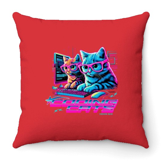 Coding Cats Programmer Throw Pillows