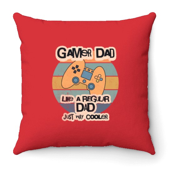 Cool Retro Gamer Dad Throw Pillows