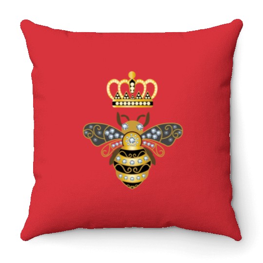 Queen Bee Crown Women Hive Beekeeping Bee Women Throw Pillows