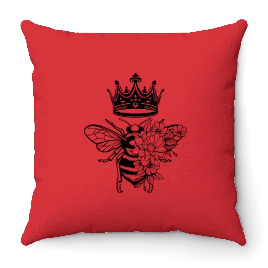 Queen Bee Crown Women Hive Beekeeping Bee Women Throw Pillows
