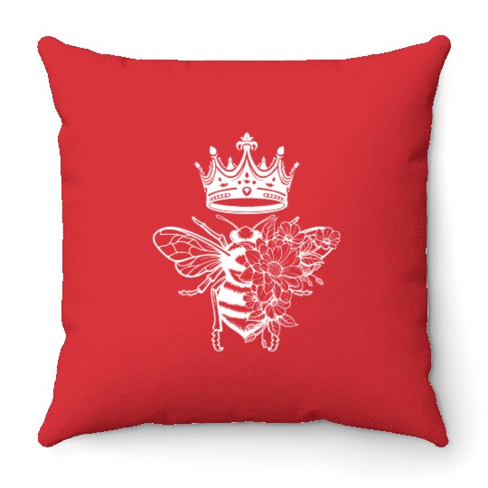 Queen Bee Crown Women Hive Beekeeping Bee Women Throw Pillows