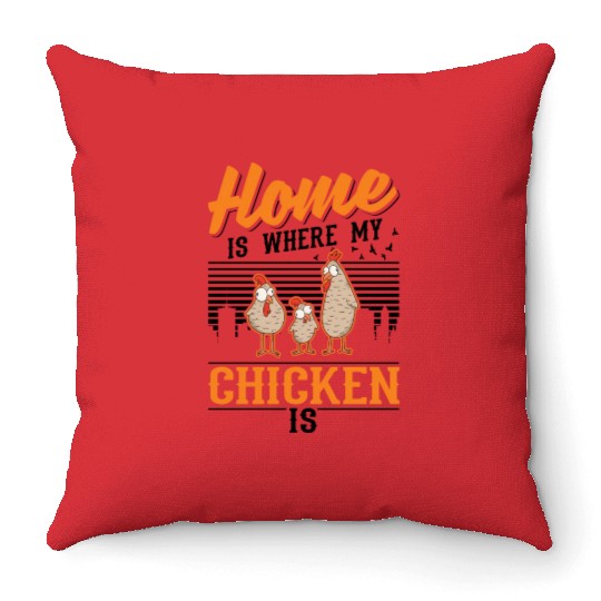 Chickens Home Farmer Chicken Throw Pillows