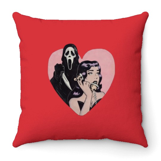 ghostface phone call love heart Throw Pillows