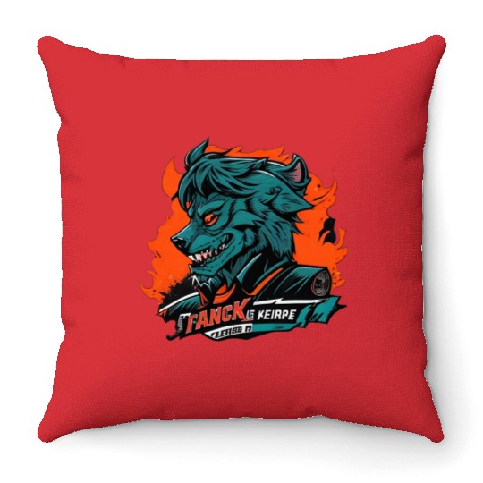 green Werewolf style Throw Pillows