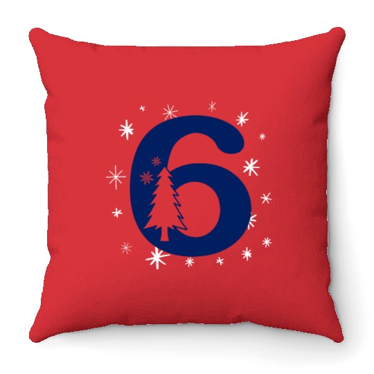 Number 6 - Winter Xmas Age Six Throw Pillows
