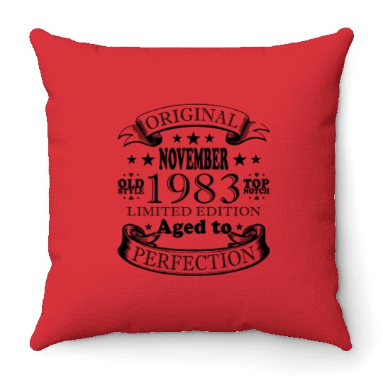 november 1983 Anniversary november 1983 november Throw Pillows
