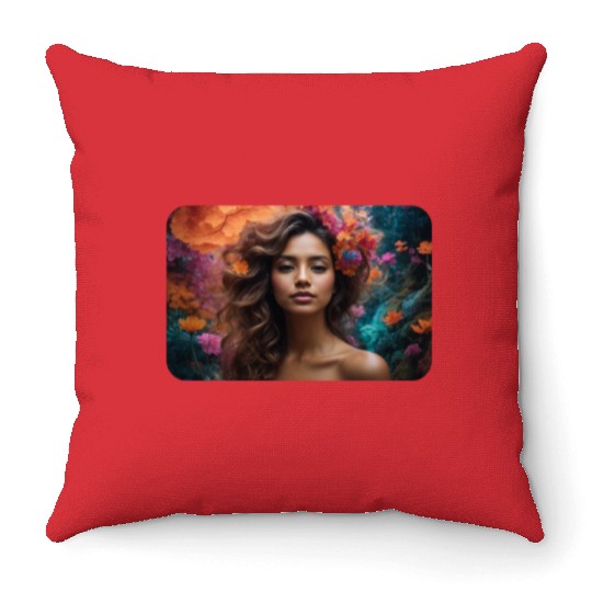 Enchanted Eco-Trip: Nature's Psychedelic Embrace Throw Pillows