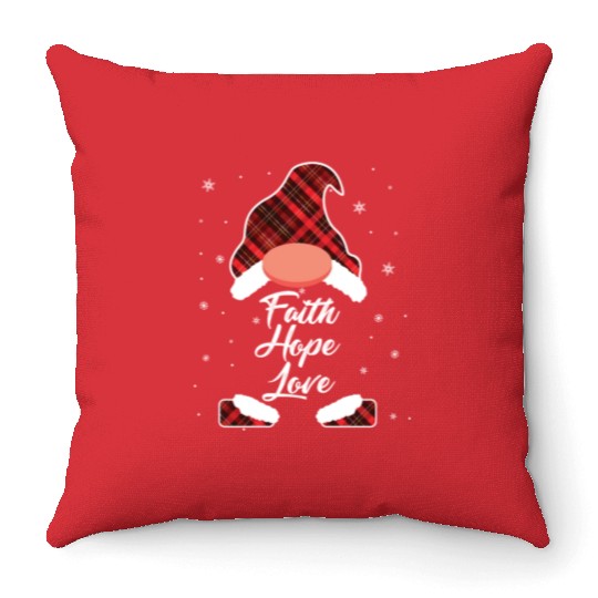 Faith Hope Love Religious Family Christmas Gnome Throw Pillows