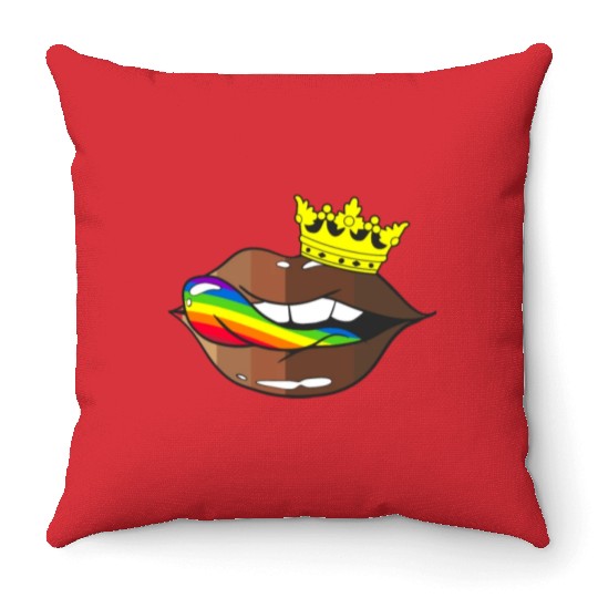 LGBTQ Rainbow Black Pride Crown Melanin Lips Throw Pillows