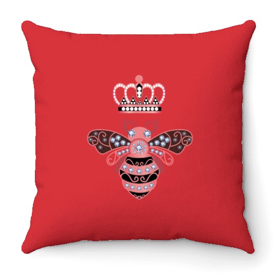 Queen Bee Crown Women Hive Beekeeping Bee Women Throw Pillows