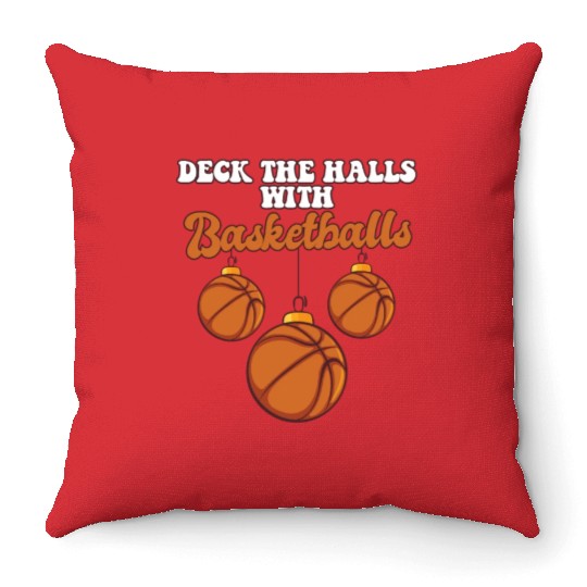 Basketball Player Coach Christmas Balls Deck The Throw Pillows