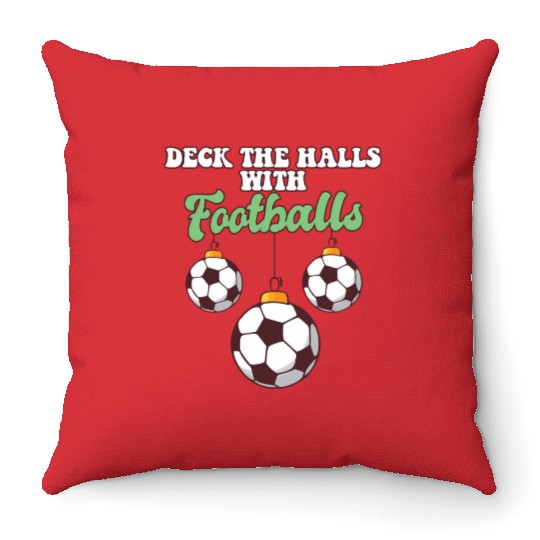 Football Player Coach Christmas Balls Deck The Throw Pillows