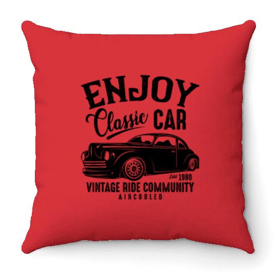 Enjoy Classic car vintage ride community Throw Pillows