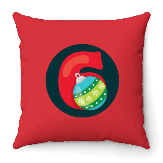 Number 6 Christmas Balls Age Six Throw Pillows