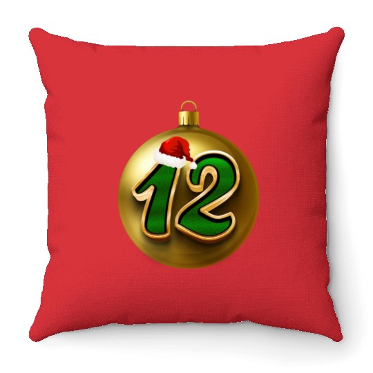 12 Dozen Christmas Balls Decorations - NR Twelve Throw Pillows