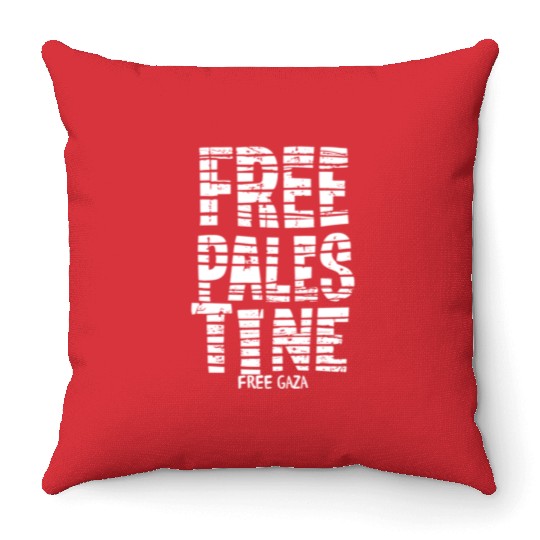 free palestine white Throw Pillows