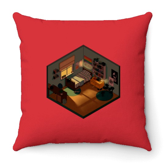Heartstopper isometric bedroom Throw Pillows