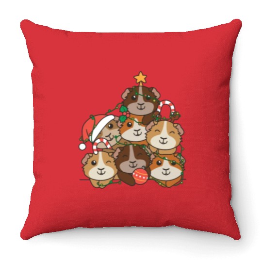 Guinea Pig Christmas Tree Funny Animal Throw Pillows