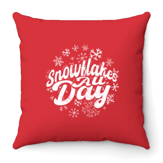 Snowflakes All Day - Snow Throw Pillows