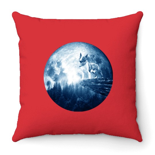 Bull Terrier Miniature Dog Moon Dog Mom Dad Women Throw Pillows