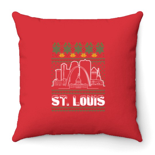 St. Louis Missouri Ugly Christmas Throw Pillows