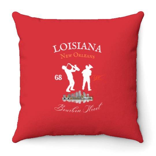 Louisiana New Orleans Bourbon street Throw Pillows