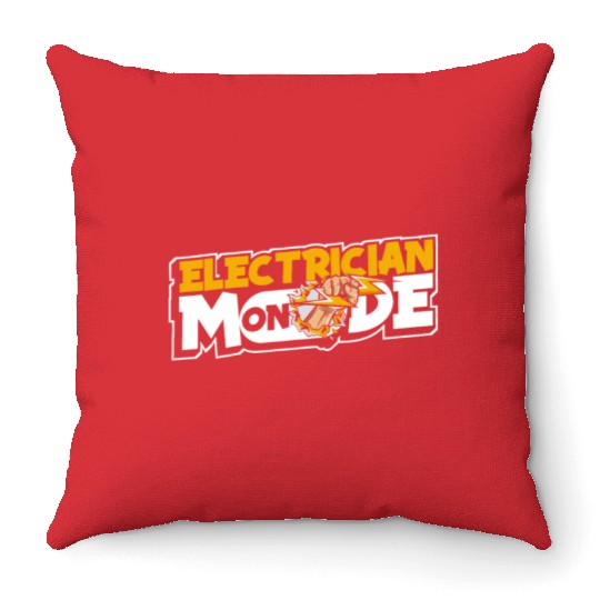 Electrician Mode On Wiremen Powerline Technician Throw Pillows