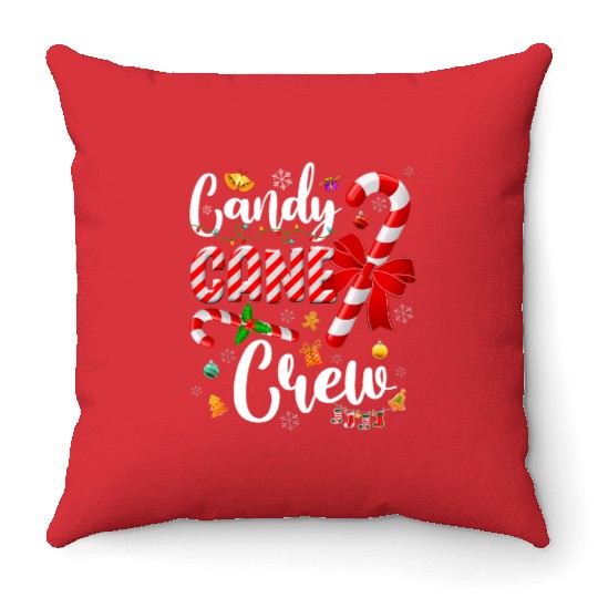 Christmas Candy Cane Lights Xmas Matching Family Throw Pillows