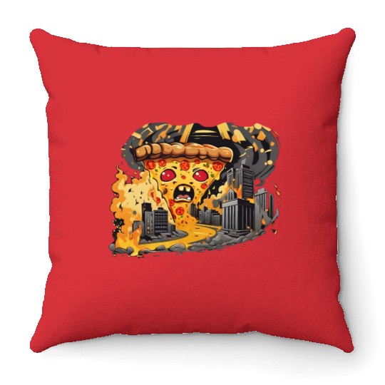 Angry Pizza Throw Pillows