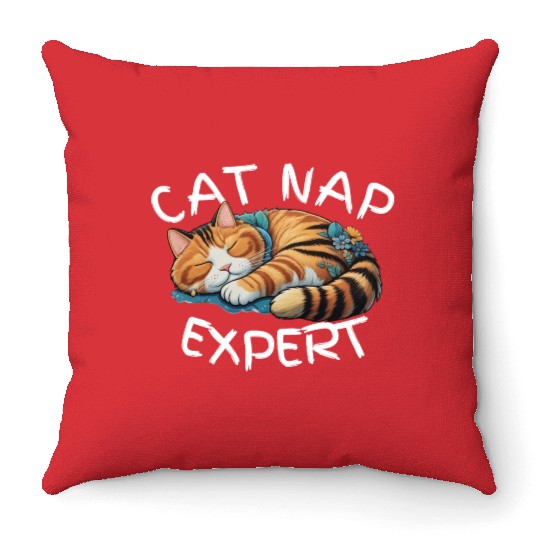 Cat Nap Expert Throw Pillows