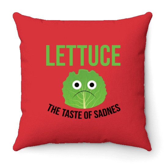 Lettuce The Taste of Sadness Funny Vegan Green FF Band Throw Pillows