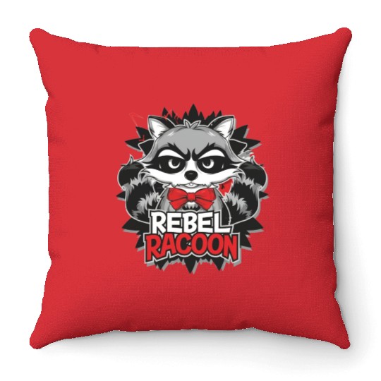 Rebel Raccoon Throw Pillows