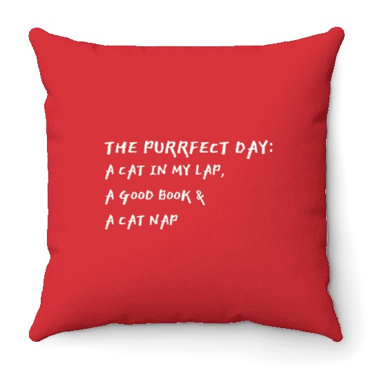 Cat in My Lap Book Catnap The Purrfect Day Throw Pillows