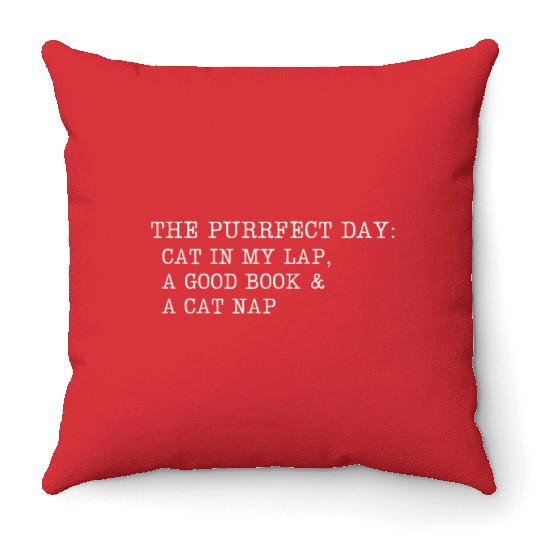 Cat in My Lap Book Catnap The Purrfect Day Throw Pillows