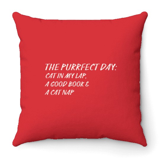 Cat in My Lap Book Catnap The Purrfect Day Throw Pillows