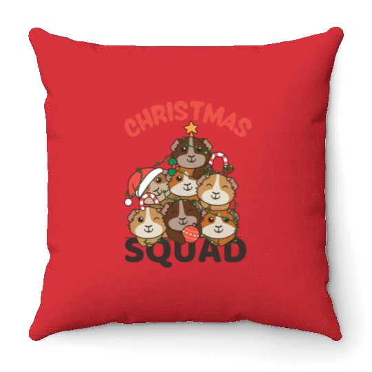 Guinea Pig Christmas Tree Christmas Squad Throw Pillows