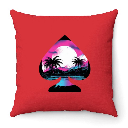 Tropical Synthwave Throw Pillows