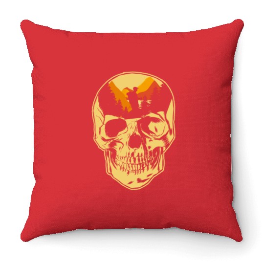 Hiking Hike Skull Skull Nature Throw Pillows