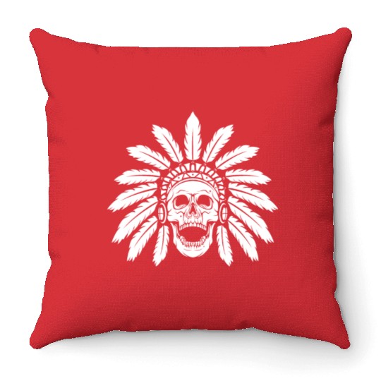 Indigenous Native American Skull Skull Head Throw Pillows