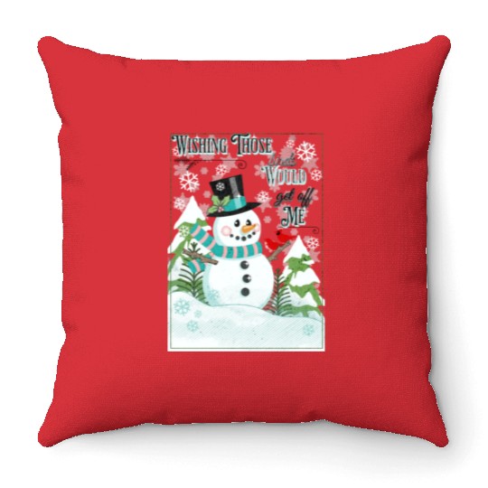 Funny Cranky Snowman Throw Pillows