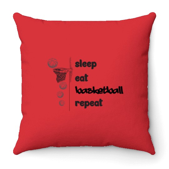 Basketball Coach Sleep Eat Basketball Repeat Throw Pillows