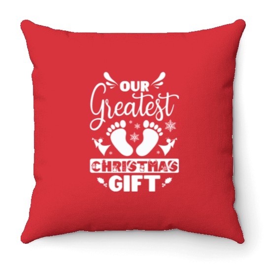 Becoming Mom & Dad, our greatest christmas gift Throw Pillows