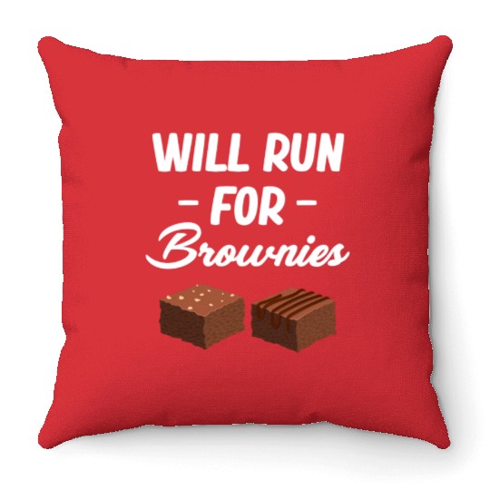 Will Run For Brownies Fudge Cookie Marshmallow Throw Pillows